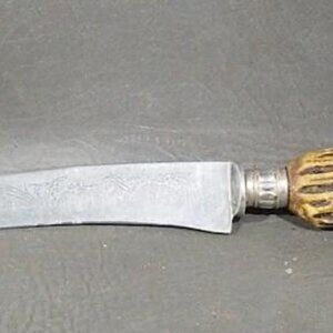 Emil Voos Solingen Germany Rostfrei Bone Handle Knife (Deer Etching)
